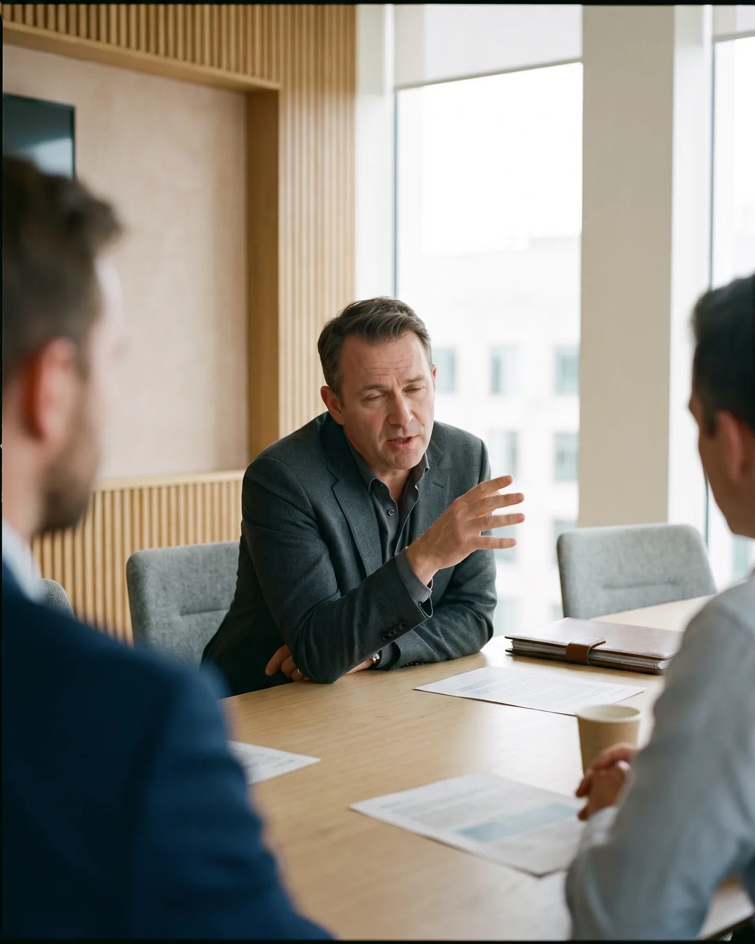 A senior CRO reviewing the work in a calm Minneapolis boardroom